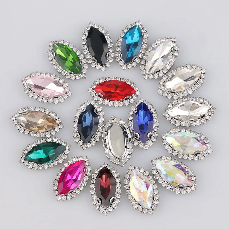 10 шт. смешанные цвета лошадиный глаз пришить пустой коготь с кристальными