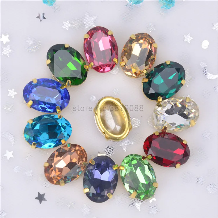 Высокое качество K9 Стекло бриллиантами 13X18Mm овальной формы с украшением в виде