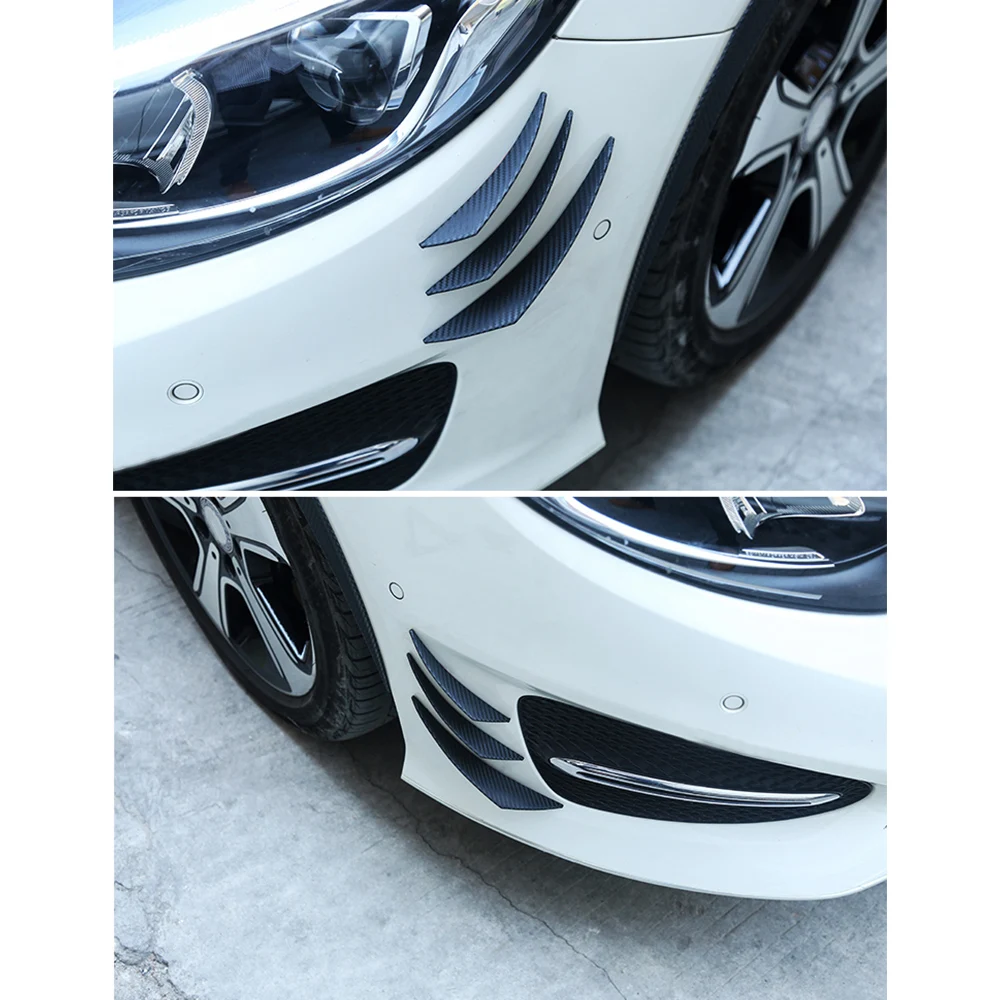 6 шт./компл. черный углеродное волокно подходит для переднего бампера сплиттер