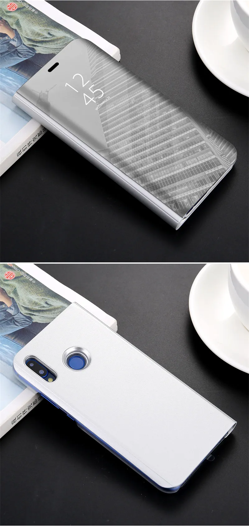 360 чехол для huawei Honor Note 10 9i Plus Play V10 9 Lite Nova 3 3i Y5 Y6 Y7 Prime P20 роскошный зеркальный сенсорный флип-чехол с подставкой