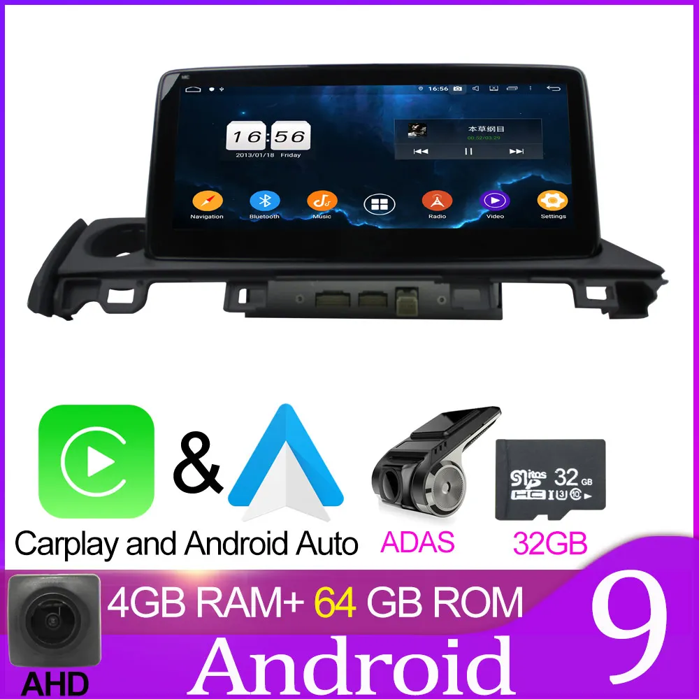 64GB carplay ADAS Owtosin автомобильный Радио Мультимедиа Видео плеер навигация gps Android 9,0 для MAZDA 6 автомобиль 4 Гб ram 32 Гб rom - Цвет: 64GB carplay ADAS