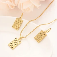 african geometric square jewelry set chain women nigerian wedding gold multi layer necklace pendantearring indian jewelry sets