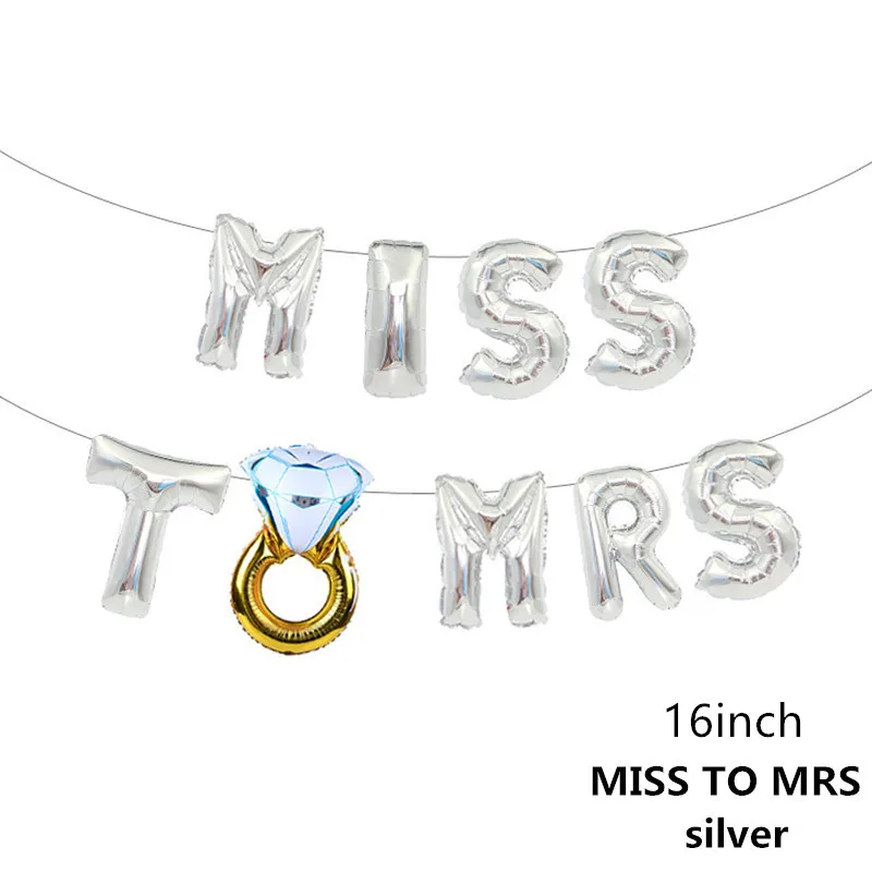 Silver Miss to Mrs Свадебный фольгированный шар круглый конфетти баллон гелиевые шары в форме сердца День Рождения украшения для взрослых детей события вечерние балоны - Цвет: Silver Miss to Mrs