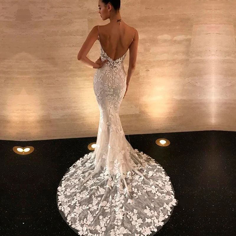Великолепные кружевные Выпускные платья с открытой спиной 2019 свадебные русалки