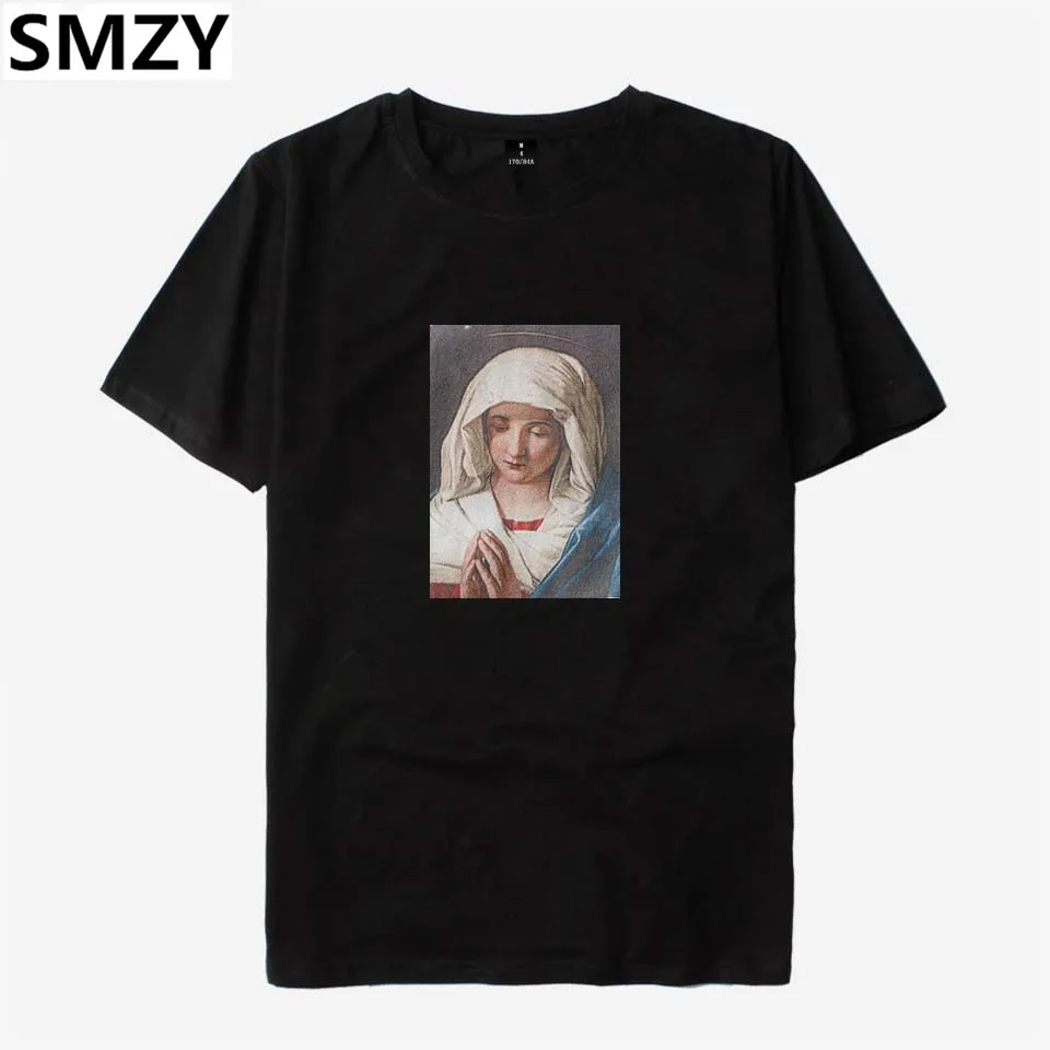 QJM Virgin Mary/Женская хлопчатобумажная рубашка с коротким рукавом Повседневная