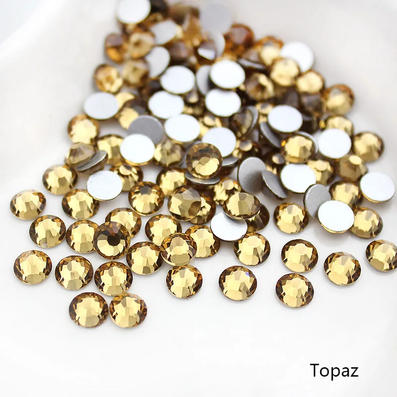 topaz Новая распродажа с украшением в виде кристаллов Цвет SS6(1,9-2,0 мм) горячей фиксации, плоская задняя часть, Стразы 1440 шт. Цвет Фул украшения ногтей Стразы - Цвет: topaz