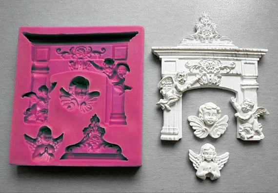 Силиконовые формы форма для помадки рождественские камина силиконовая резина с