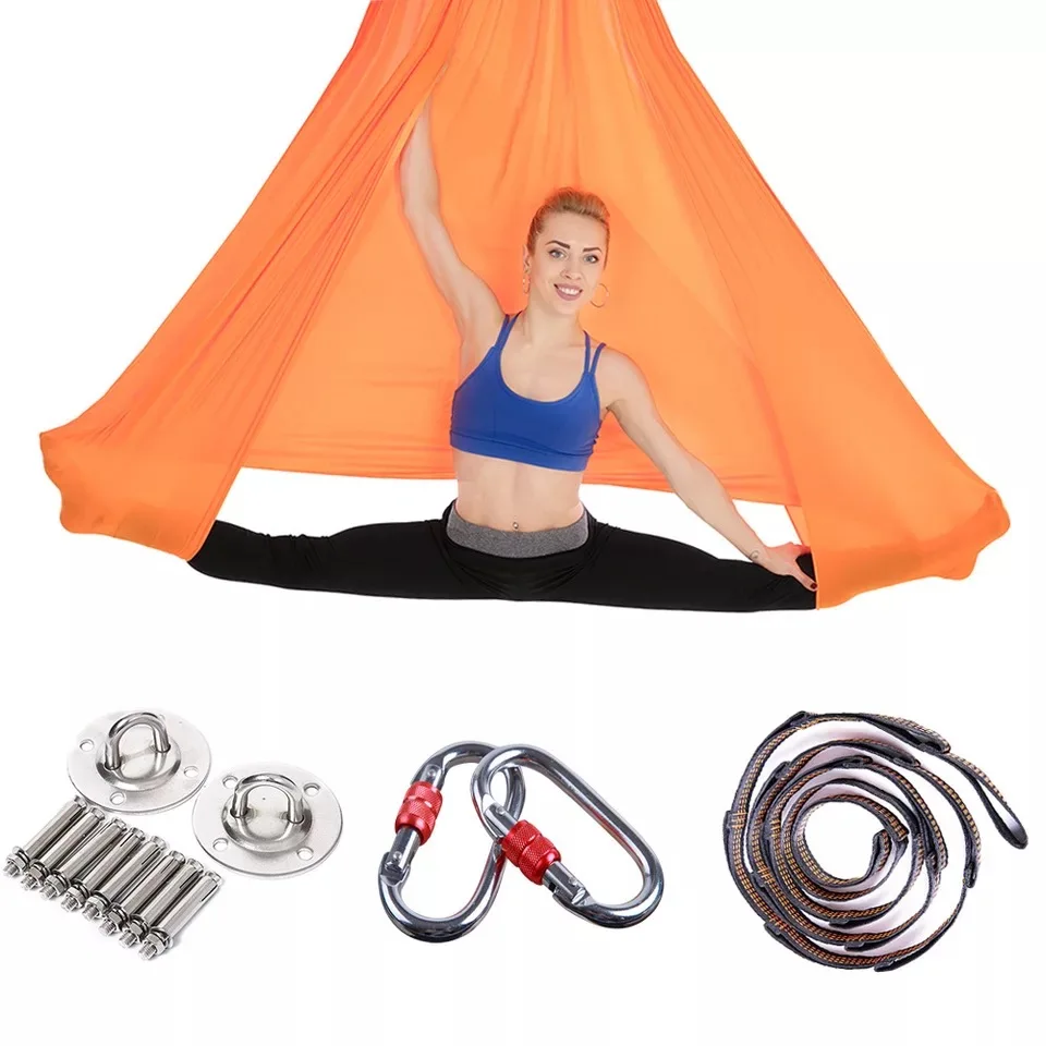 

Elastic 5 meters Aerial Yoga Hammock Swing Latest Multifunction Anti-gravity Yoga belts for yoga training Yoga for sporting