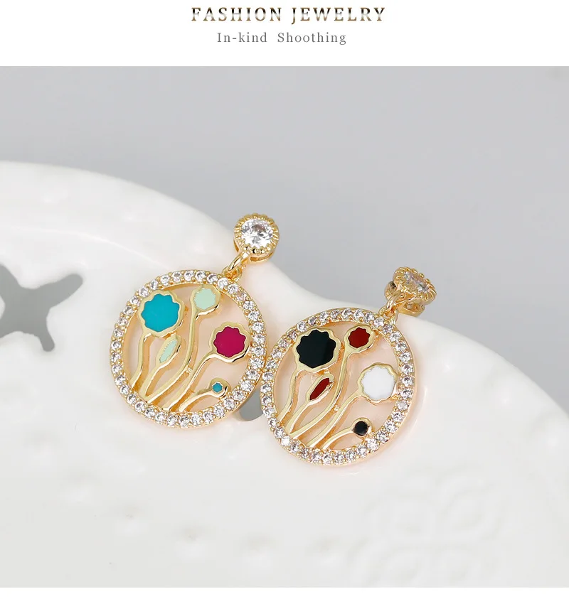 

Exquisite floral enamel jewelry set women Chinese cloisonne flower Jewellery set Earrings necklace engagment gift
