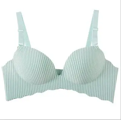 light green striped Baharcelin, сексуальный женский бюстгальтер пуш-ап для молодых девушек, милый, с принтом, французский, Романтический, с набивным цветочным рисунком, милый, милый бюстгальтер, нижнее белье - Цвет: light green striped