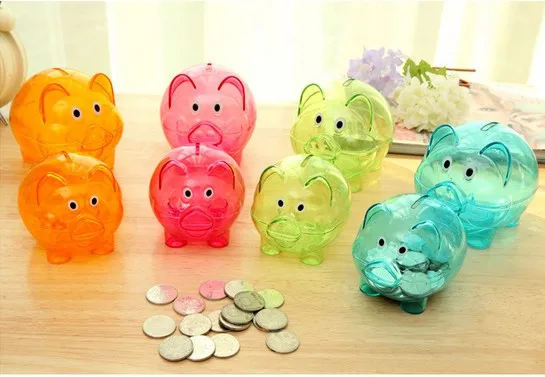 1PC Lovely Coin Piggy Bank Transparent Pig Money Box 10*7*8cm Saving Moneybox Gifts For Kid OK 0316 | Дом и сад