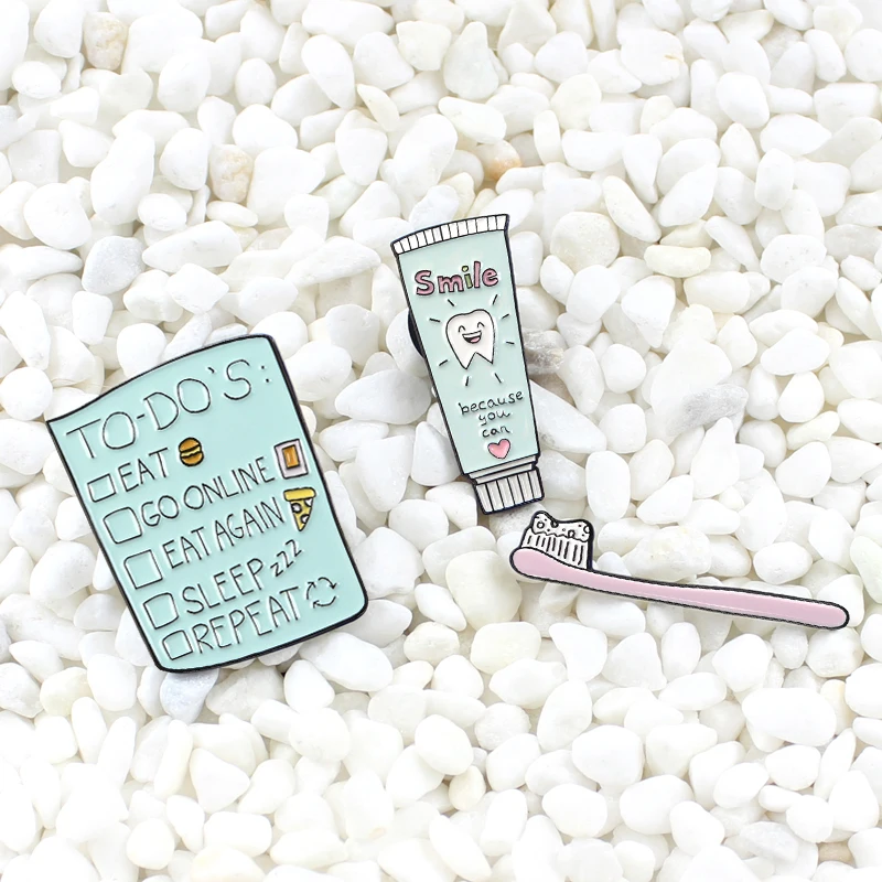 Маленькая свежая Милая зубная паста и современный список эмалированная брошь