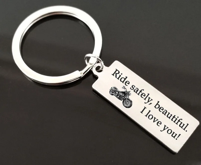 Stainless Steel Ride Safe I Love You Biker Keychain Motorcycle Key Chain Valentines Day Boyfriend Girlfriend Keyring Women Men | Украшения