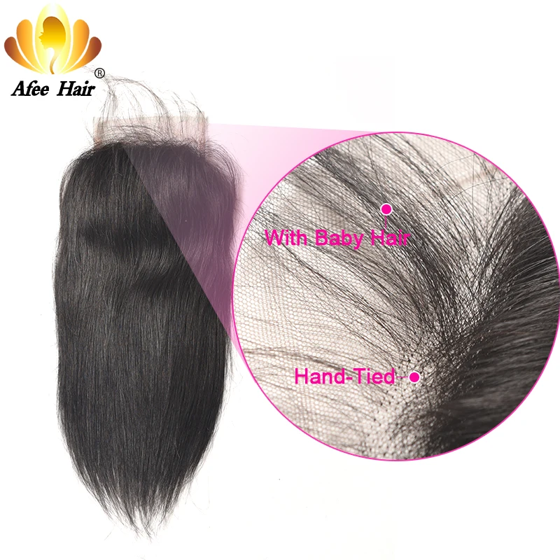 Ali Afee волосы бразильские прямые кружевные естественного цвета 4*4 швейцарские Remy