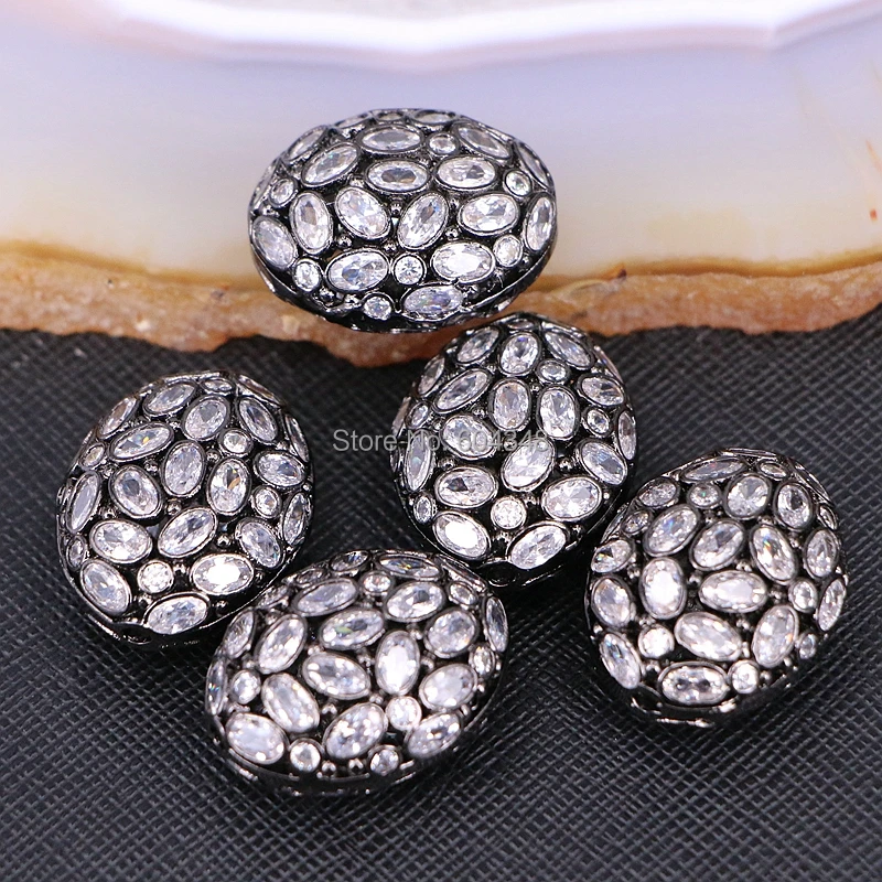 5 шт. zyz183-9817 Micro Pave CZ Овальный Форма Бусины для браслет Цепочки и ожерелья ювелирных изделий Spacer металлический разъем Бусины выводы