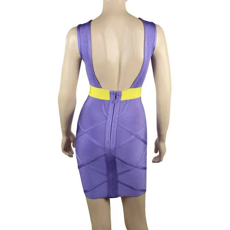 Фиолетовое и желтое трикотажное платье с замочной скважиной спереди вискоза 2020