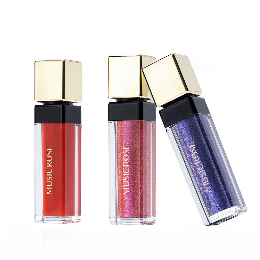 MUSIC ROSE lip gloss Popular Square Tube 12 Color Bright Metal Lip Gloss Non-Stick Cup Glaze liquid lipstick labial matte | Красота и