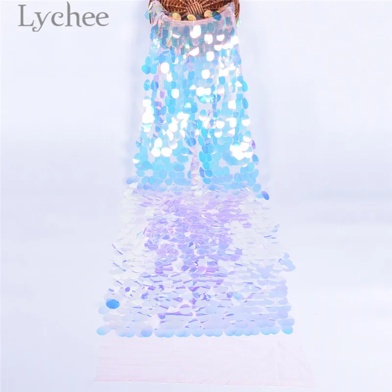 Lychee блестящая Лазерная кружевная ткань с блестками сетчатая для шитья Ткань DIY