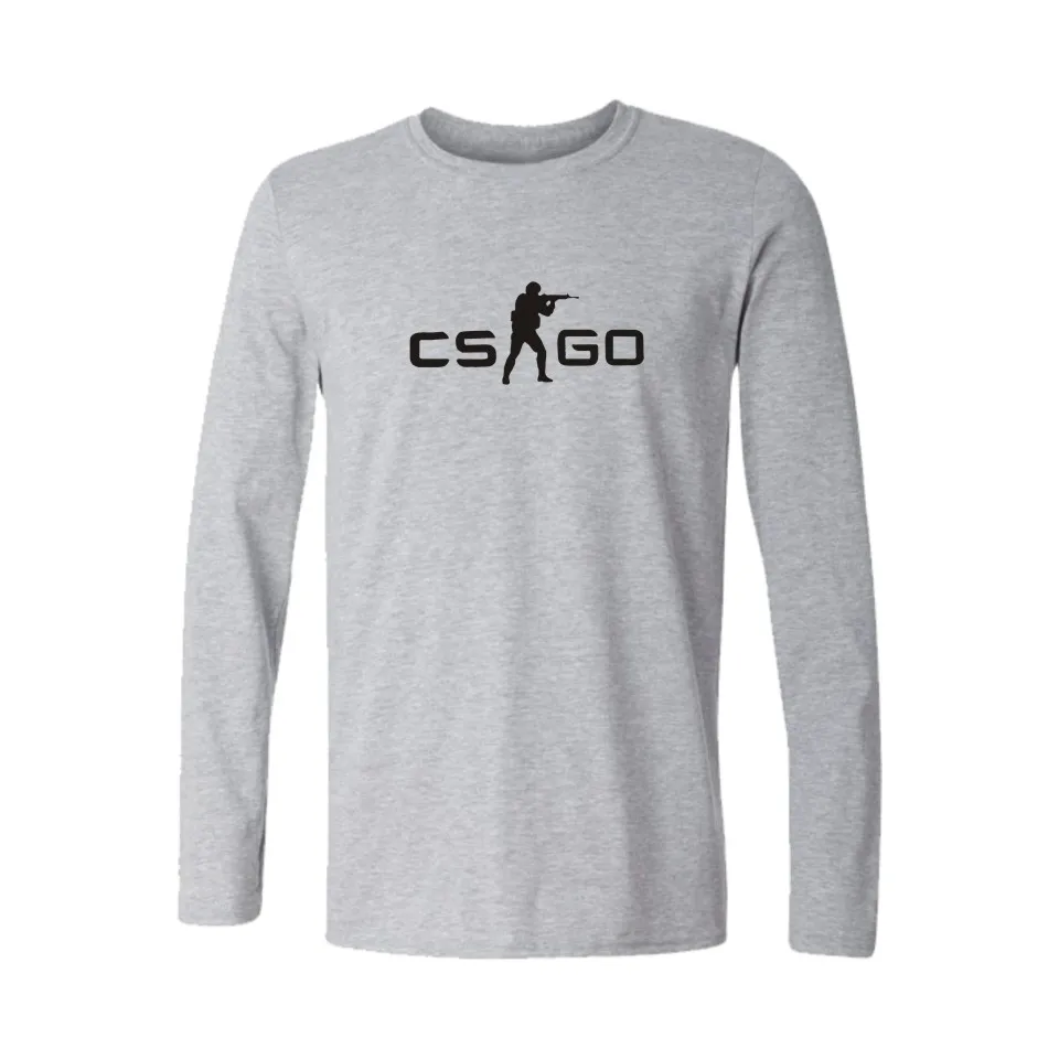 Черный Мода csgo футболки мужчин XXXL Длинным Рукавом CS ХОДУ мужские с Забавными