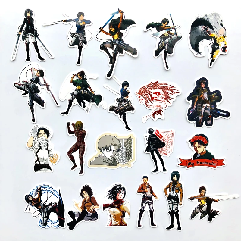 

21PCS Attack on Titan Sticker Anime Icon Animal Stickers Gifts for Children to Laptop Suitcas Bicycle Car DIY PVC Stickers