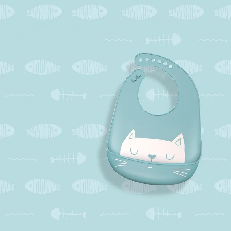 07Be Cat Детские силиконовые водонепроницаемые Слюнявчики для Малышей Регулируемый передник для кормления цветной платок-Слюнявчик - Цвет: 07Be Cat