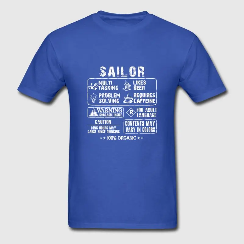 Юмор футболка для Для мужчин Homme Sailor Awesome моряка задачи футболки Сумасшедший
