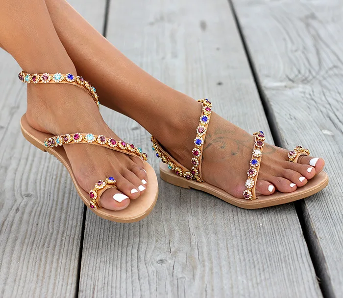 С украшением в виде кристаллов разноцветные Цвета этническом стиле Женские