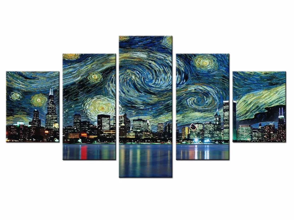 5 шт./компл. Декоративная Настенная картина город|5 pieces|canvas wall art setswall canvas sets |