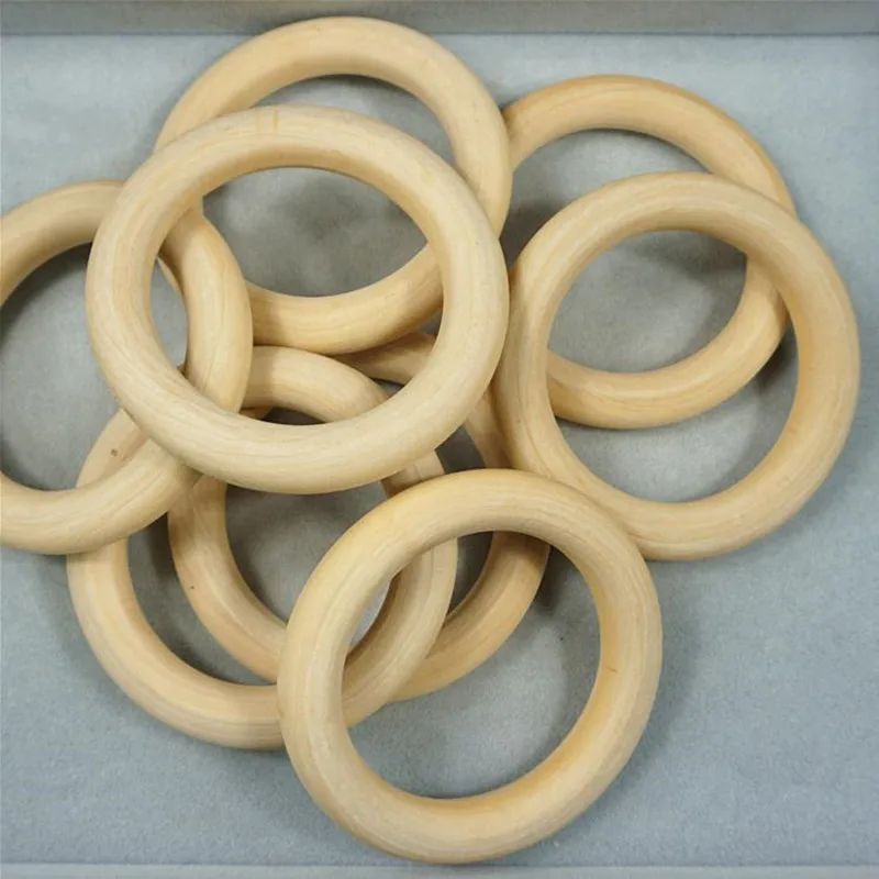 

5 pcs Crafts DIY Baby Teething Natural Wooden Rings Necklace Bracelet 100mm