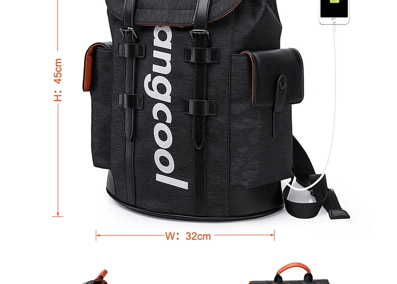 Tangcool, мужской рюкзак, модный, многофункциональный, с usb зарядкой, для мужчин, 16,5 Дюймов, для ноутбука, рюкзаки, для колледжа, студентов, школьная сумка