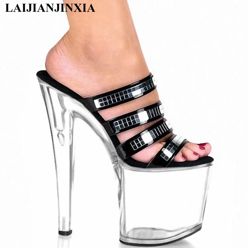 

LAIJIANJINXIA New Sexy Fashion 20cm High-Heeled Shoes Ultrafine Cd Plus Size Slippers 8 Inch Low Price Stripper Shoes High Heels