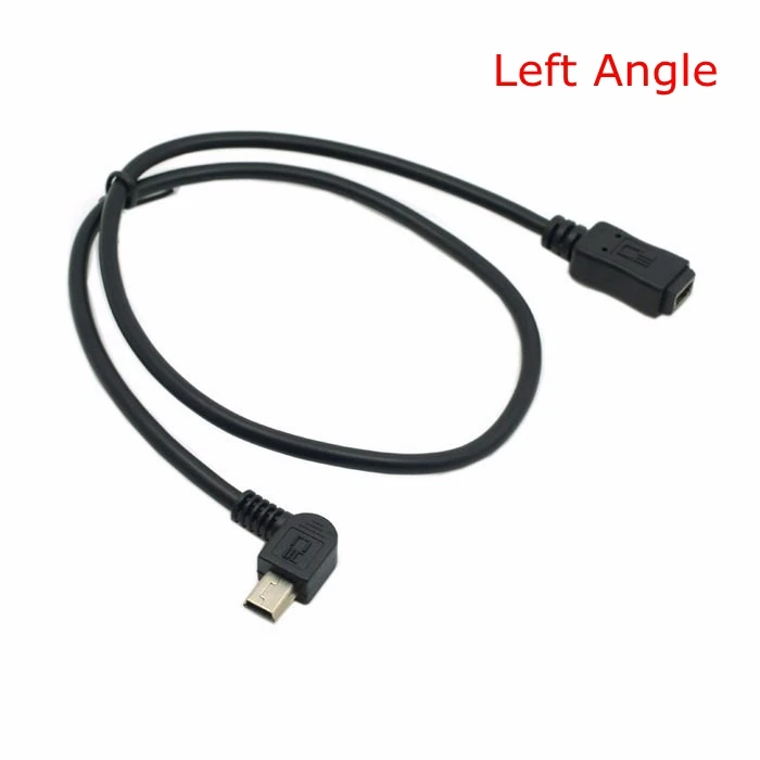 90 градусов левый и правый угловой мини-usb 5 Pin папа-мама удлинитель 0,3 м 30 см