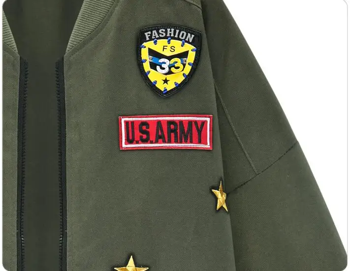 Женская хлопковая куртка бомбер в стиле милитари длинная приталенная армейского