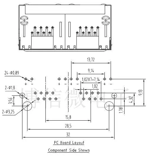 RJ45 56/8P8C 1*2 сетевой интерфейс с ламповой лентой экранированный 5 шт./лот |