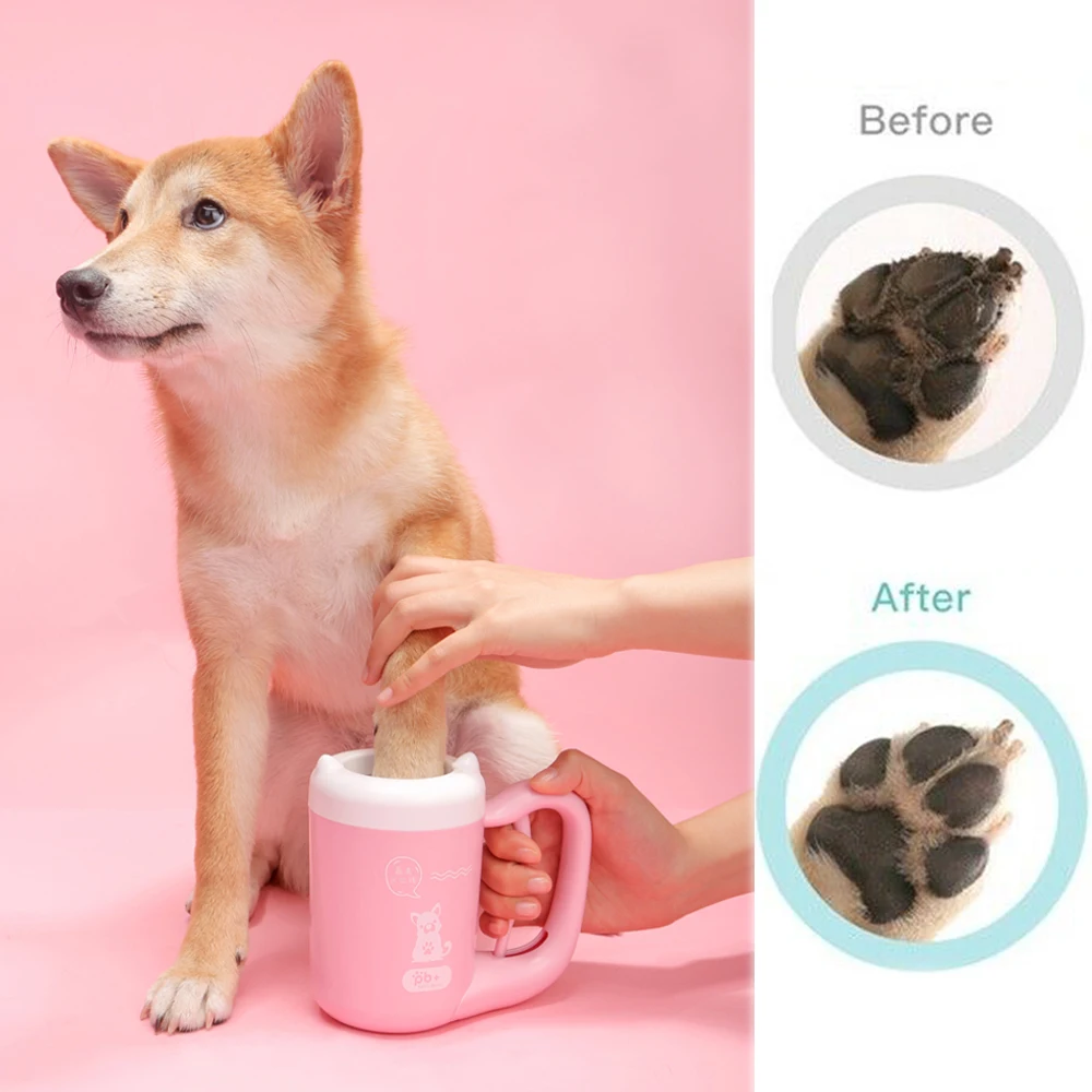 Собака стопы очиститель чашка мягкий силиконовый Pet paw быстро очищающее средство