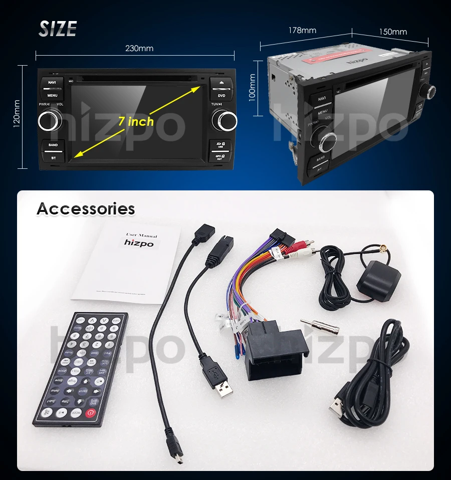 2din 7 inchемкостный сенсорный экран DVD плеер автомобиля для Ford Focus Kuga Transit 3g Bluetooth