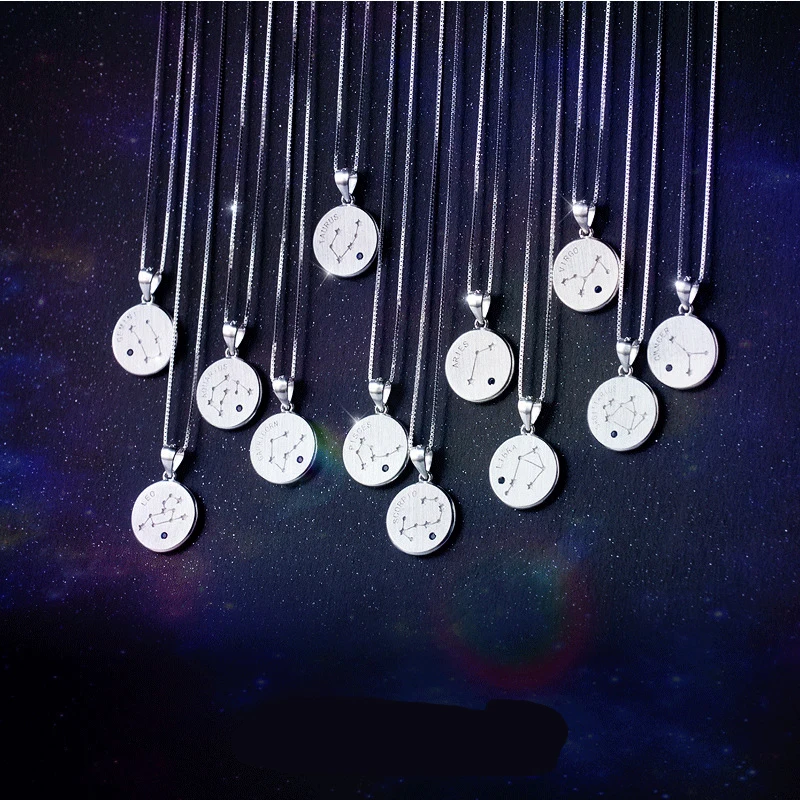 Фото Ожерелье DXJEL из серебра 925 пробы с 12 созвездиями ювелирные изделия в стиле бохо
