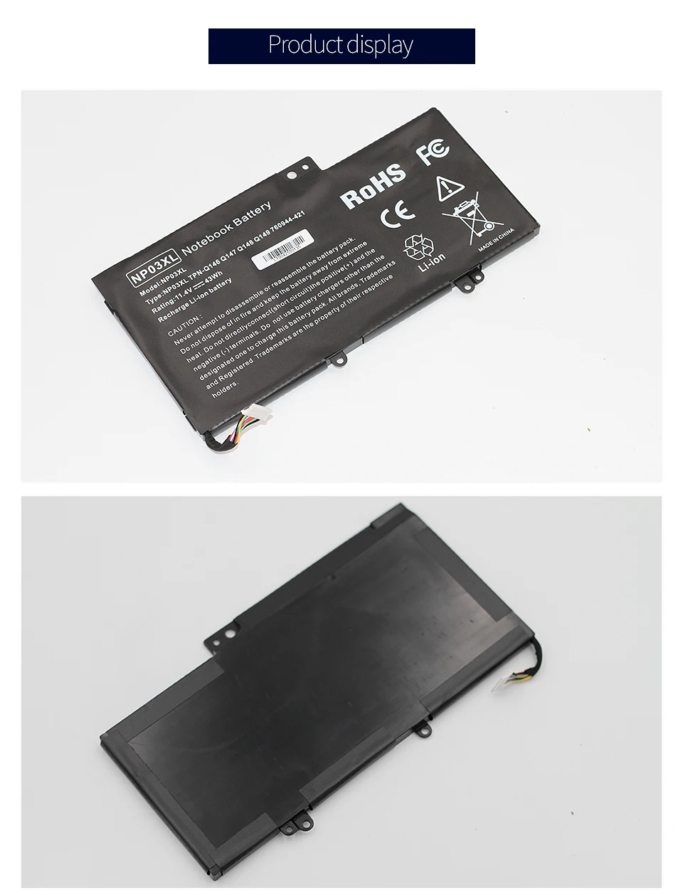 11,4 v 43WH ноутбук Батарея для hp TPN-Q147 TPN-Q148 TPN-Q149 NP03XL TPN-Q146 760944-421 HSTNN-LB6L для Pavilion X360 13-A010DX