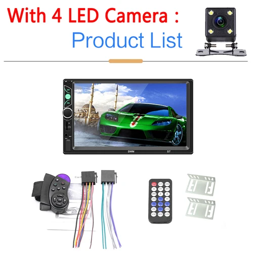 With 4 LED Camera Автомагнитола AMPrime 2 Din " HD Авторадио Зеркало Ссылка для Android/IOS Авто Мультимедиа Поддержка резервная камера аудио стерео плеер - Цвет: With 4 LED Camera