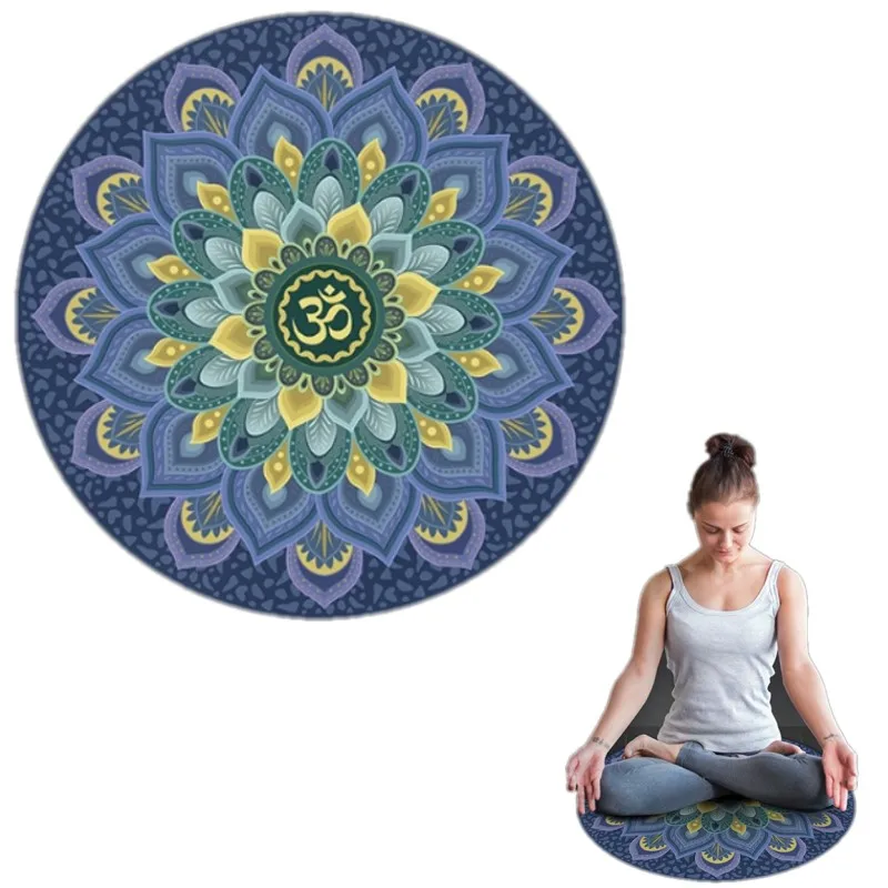

New 60*60cm Little Round Yoga Mat Suede Natural Rubber Non Slip Printed Yoga Cushion 3mm Home Meditation Pad Pilates Mats