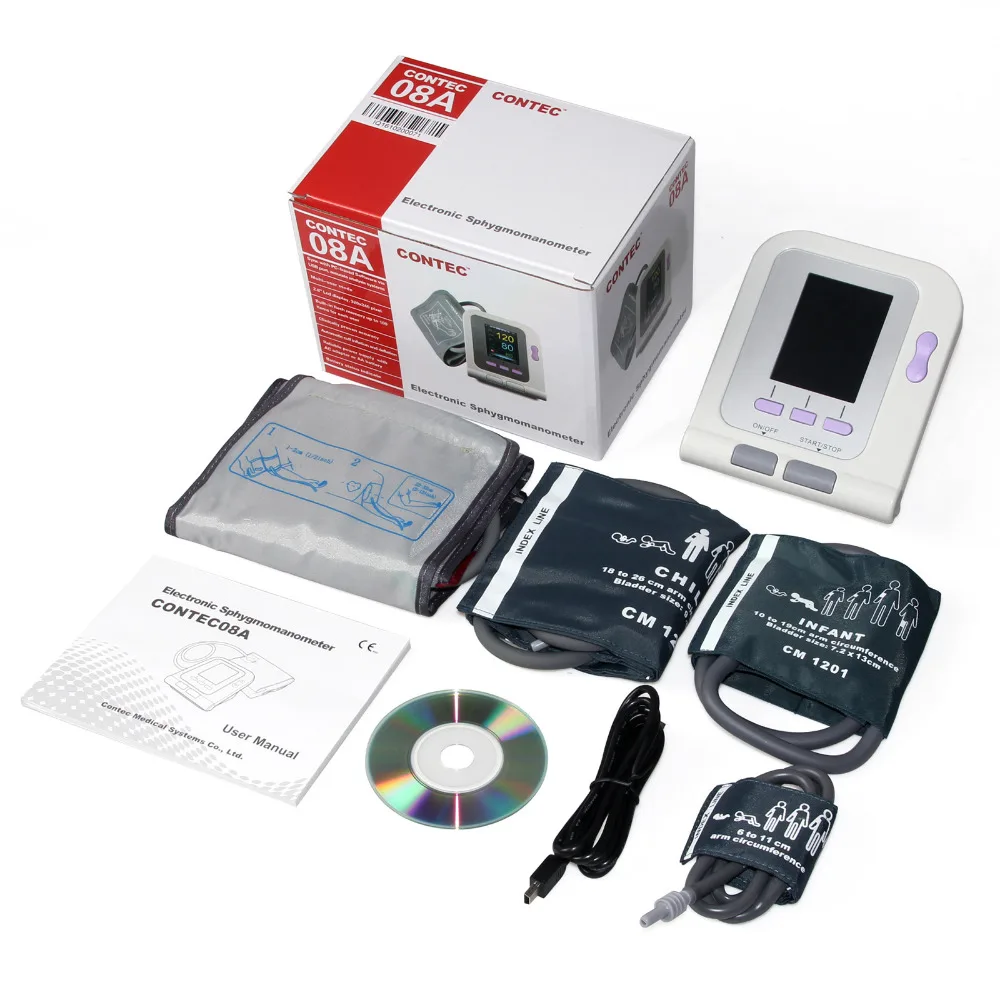 Крови Давление монитор CONTEC08A новорожденных, педиатрии, ребенок, взрослые манжеты+ Spo2 зонд Новые