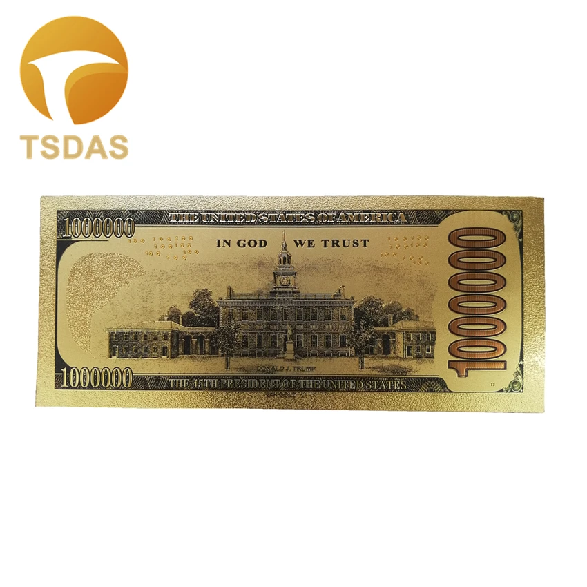 1 шт. сша дональд трамп, г., банкнота, безвалютная$1 миллионов долларов, золотая банкнота