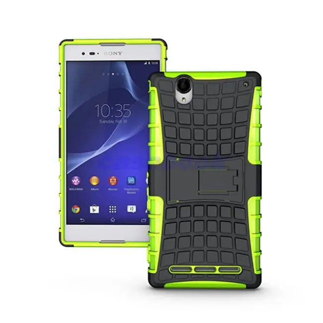 ZJ Для Xperia T2 Ультра Случае Heavy Duty Сильный Силиконовый Чехол Sony Ultra Стенд Броня