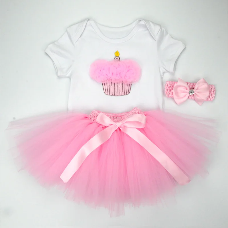 Christmas Baby Girl 3pcs Clothing Sets Infant Cotton Romper+Tulle Skirt+Headband Outfits Costumes Birthday Santa Vestidos | Детская