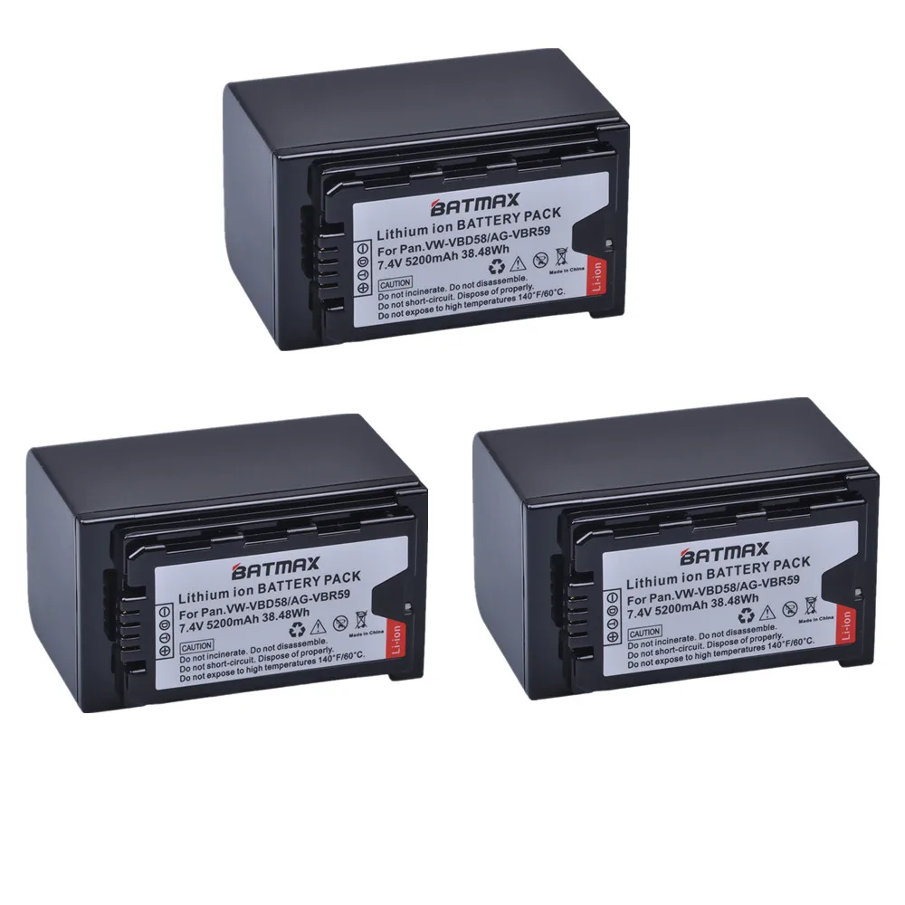 Аккумулятор Batmax 3pc VW-VBD58 VBD29 VBD58 VBD78 для Panasonic VBD55 AJ-HPX260MC HPX265MC PX270 PX280MC PX285MC |