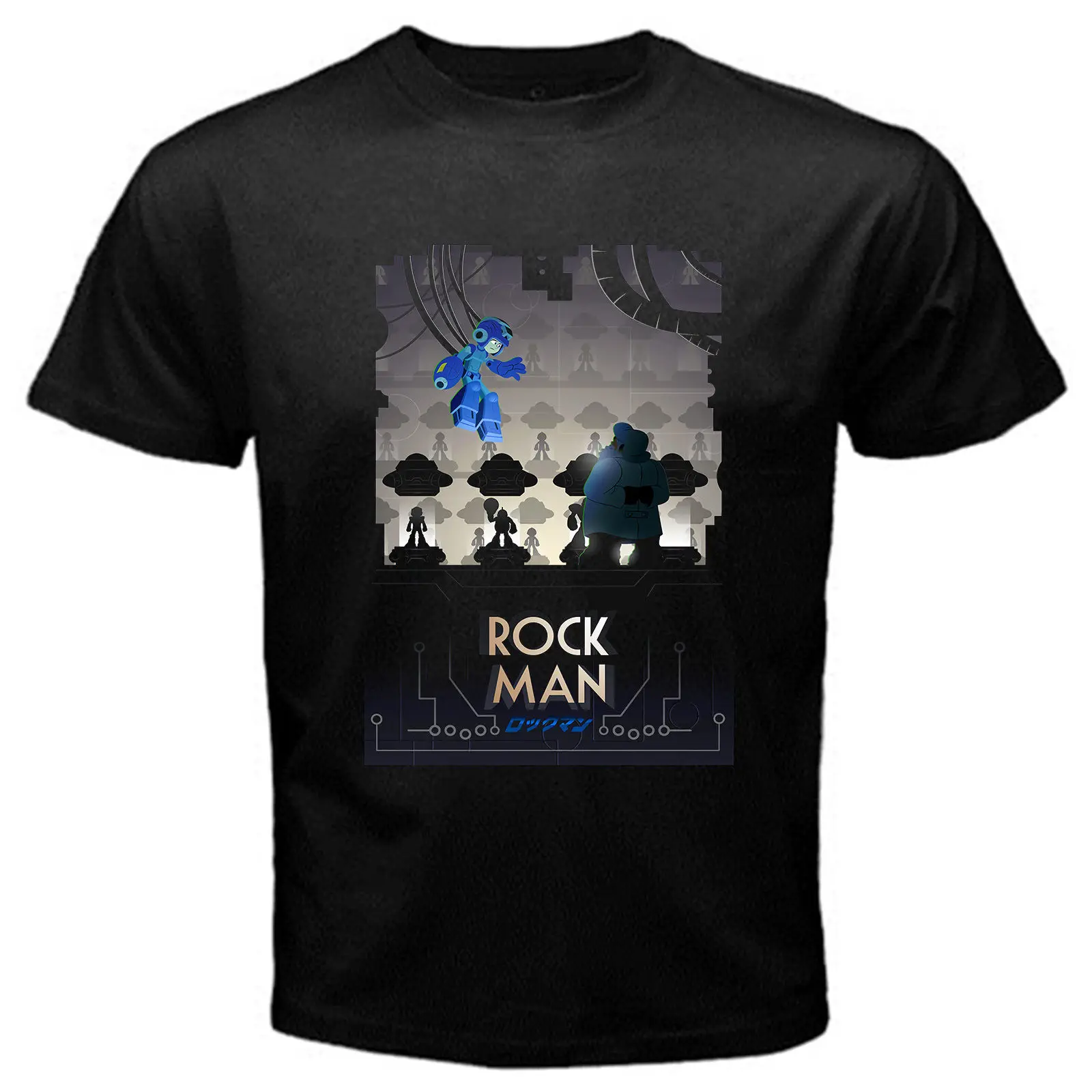 Megaman Рокман Аркада Японии Ретро видео игры Футболка черный Basic Tee | Мужская одежда