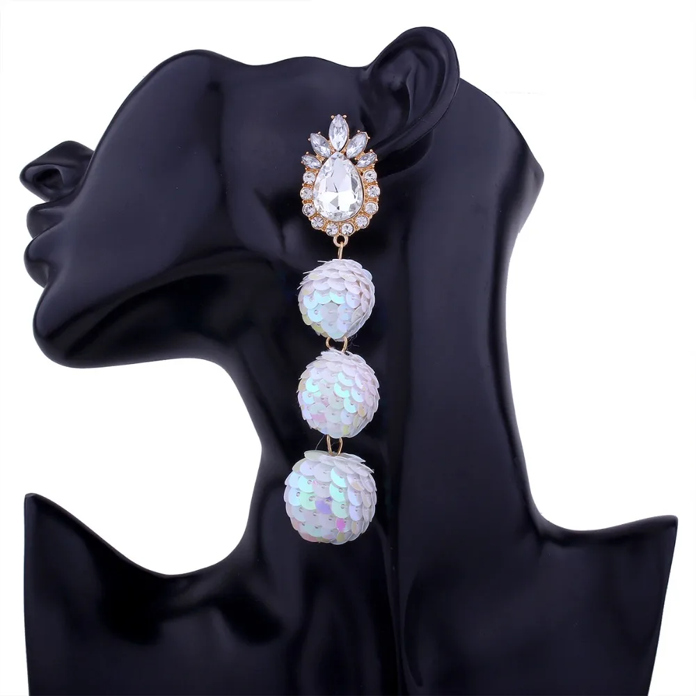 Винтаж горный хрусталь цветок длинные серьги мяч вечерние