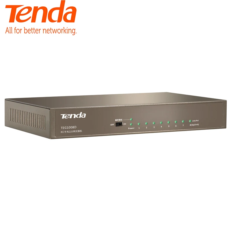 Tenda TEG1008D 9 Порты Gigabit Ethernet 10/100/1000 Мбит коммутатор для интернет сети Auto MDI/MDIX|Сетевые