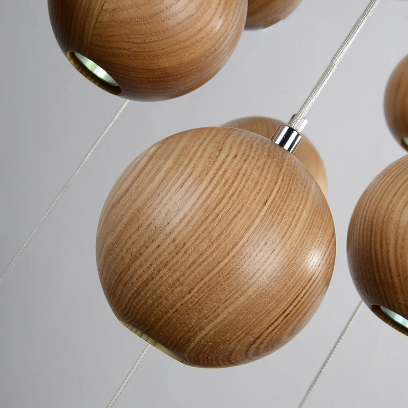 Креативные подвесные светильники в скандинавском стиле с деревянными шариками G4