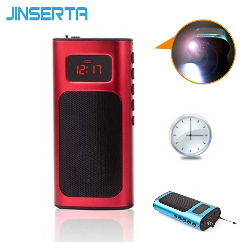 JINSERTA мини FM радио динамик музыкальный плеер с светодиодный светильник кабель для